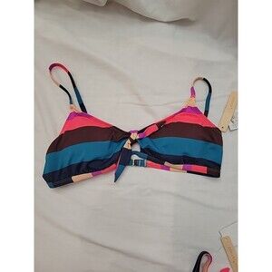 Gibson Latimer Teal Black Pink Swimsuit TOP Size Medium Adjustable Straps NEW